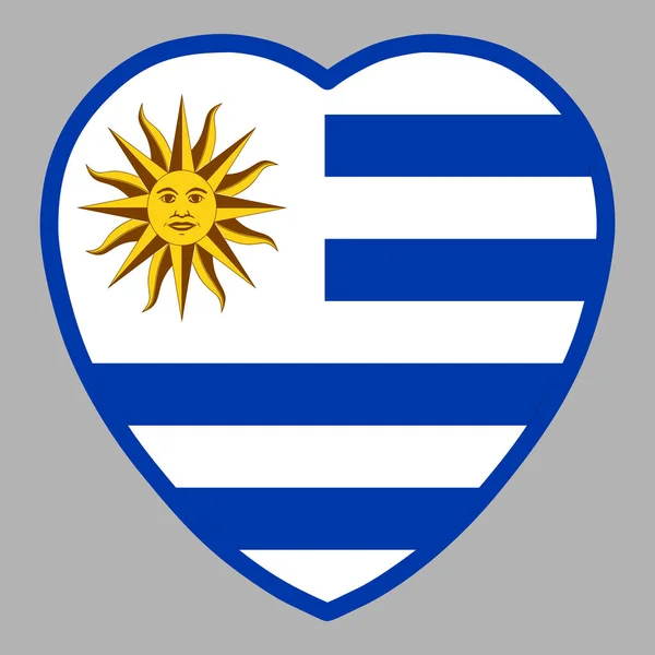 Drapeau Uruguay en forme de coeur Illustration vectorielle eps 10 — Image vectorielle