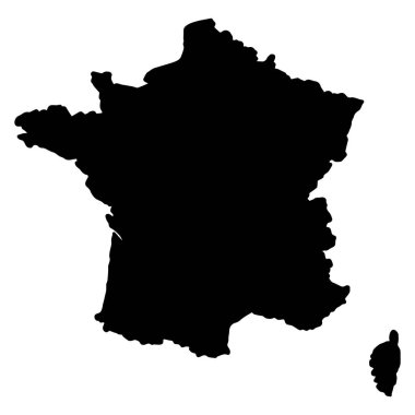 Fransa Haritası Siyah Vektör illüstrasyonu 10 puan