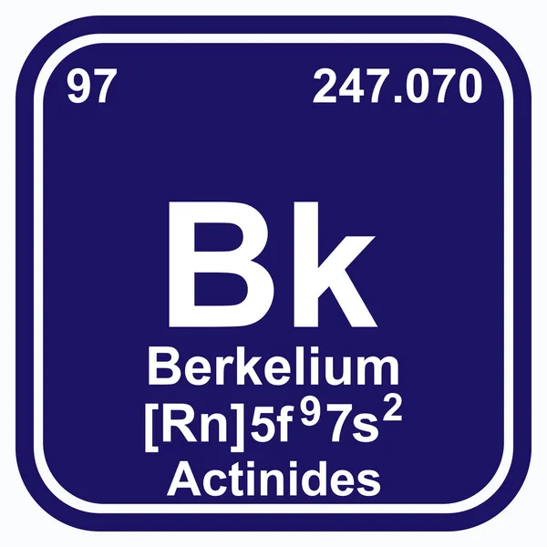 Berkelium Tabla periódica de los elementos Vector ilustración eps 10 — Vector de stock