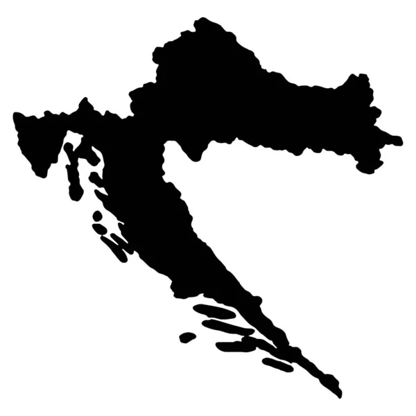Croacia Mapa Silueta Negro Vector ilustración eps 10 — Vector de stock
