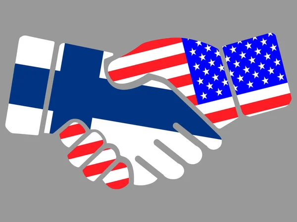 Finland and USA flags Handshake vector — ストックベクタ