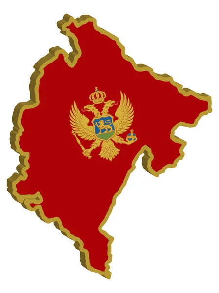Montenegro Mapa Bandeira Vector 3D — Vetor de Stock