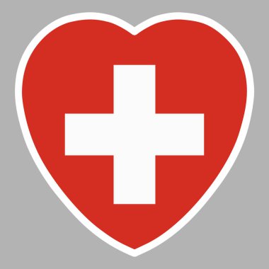 İsviçre Kalp Şeklinde Bayrak Vektör illüstrasyonu Eps 10