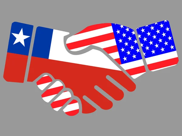 チリとアメリカの国旗握手ベクトル — ストックベクタ