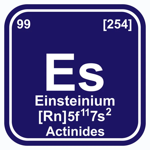Einsteinium Tabla periódica de los elementos Ilustración vectorial eps 10 — Vector de stock