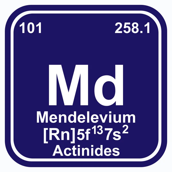 Mendelevium Tabla periódica de los elementos Ilustración vectorial eps 10 — Vector de stock