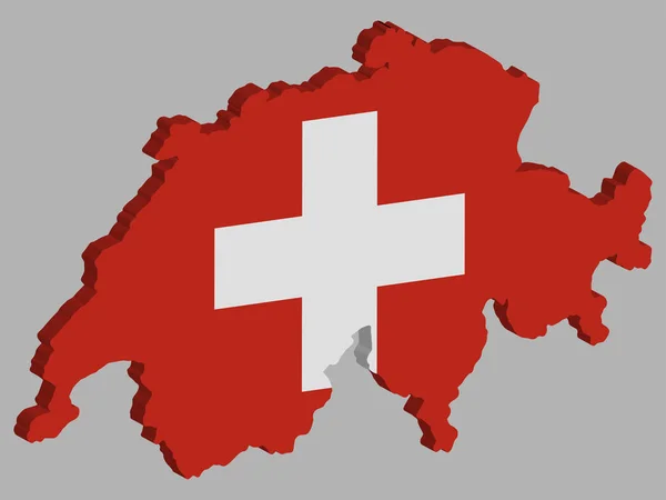 スイス地図旗ベクトル3DイラストEps 10 — ストックベクタ