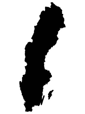 İsveç Haritası Siluet Vektörü illüstrasyonu 10 puan