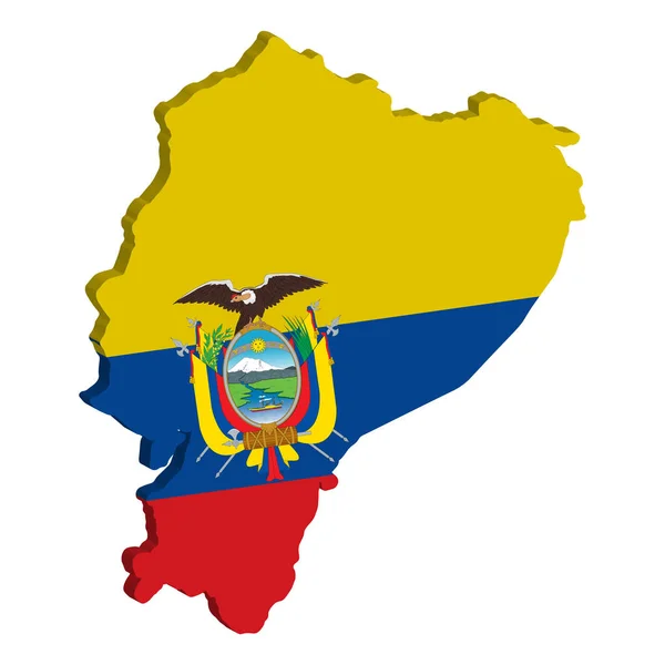 Ecuador Karte Flagge Vector 3d — Stockvektor