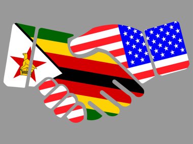Zimbabwe ve Usa bayraklı el sıkışma vektörü