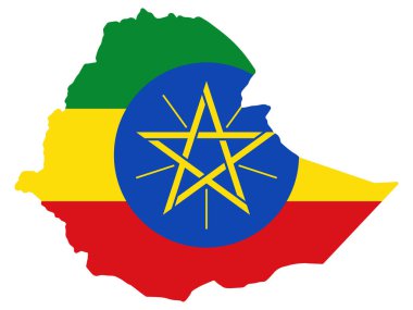 Etiyopya Harita Bayrak Vektörü illüstrasyonu 10 puan.