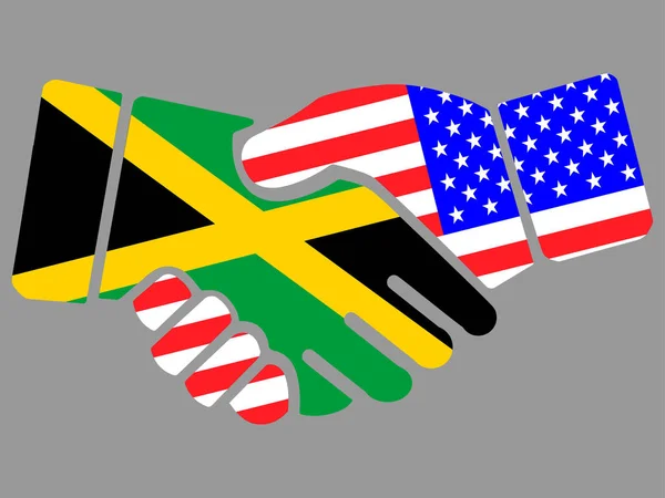 ジャマイカとアメリカの国旗握手ベクトル — ストックベクタ
