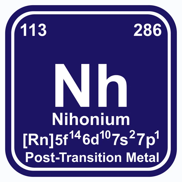 Nihonium Periodensystem der Elemente Vektor Illustration Folge 10 — Stockvektor