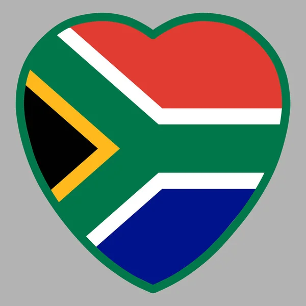 ハート型ベクトルの南アフリカ国旗 — ストックベクタ