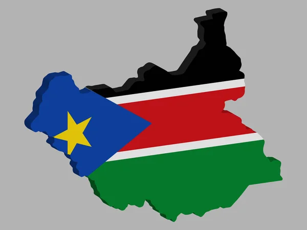 Vektor mapy Jižního Súdánu 3d — Stockový vektor