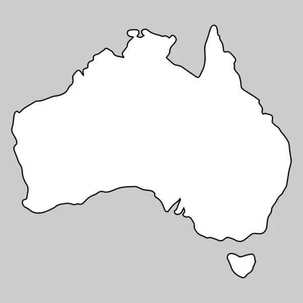 Australië kaart zwarte omtrek vector — Stockvector