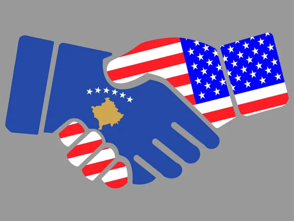 コソボとアメリカの旗握手ベクトル — ストックベクタ