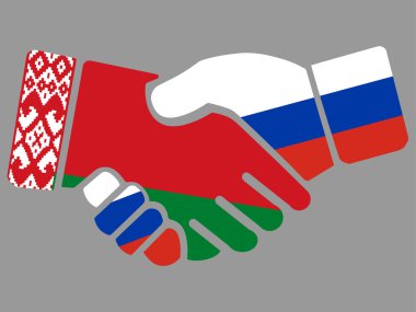 Rusya ve Belarus, el sıkışma vektör illüstrasyonu Eps 10 'u işaretledi