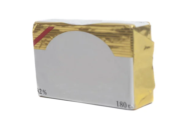 Pau Manteiga Embrulhada Isolado Sobre Fundo Branco — Fotografia de Stock