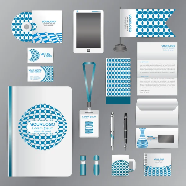 Modèle d'identité d'entreprise blanc avec des éléments en origami bleu. Ve — Image vectorielle