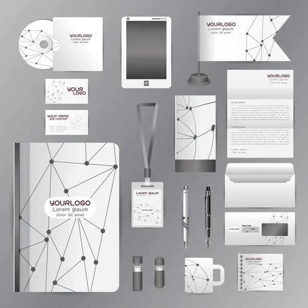 White identity template with gray origami elementsVector company — Stock Vector