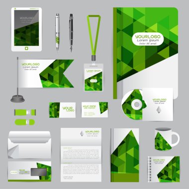 Origami elemanları ile beyaz kimlik şablonu. Vektör şirket st