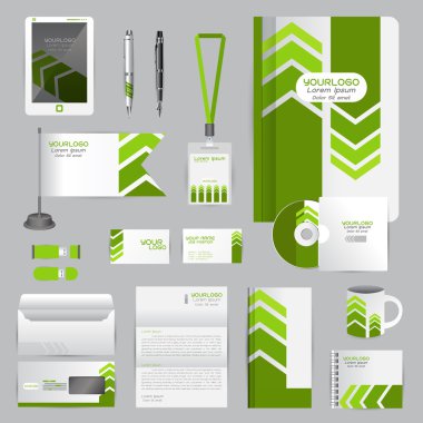 Origami elemanları ile beyaz kimlik şablonu. Vektör şirket st