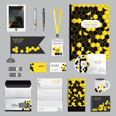 Origami elemanları ile beyaz kimlik şablonu. Vektör şirket st