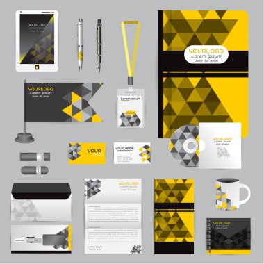 Origami elemanları ile beyaz kimlik şablonu. Vektör şirket st