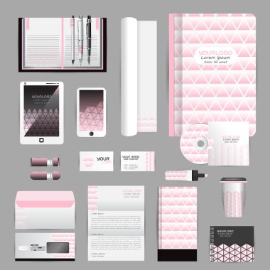 Origami elemanları ile beyaz kimlik şablonu. Vektör şirket st