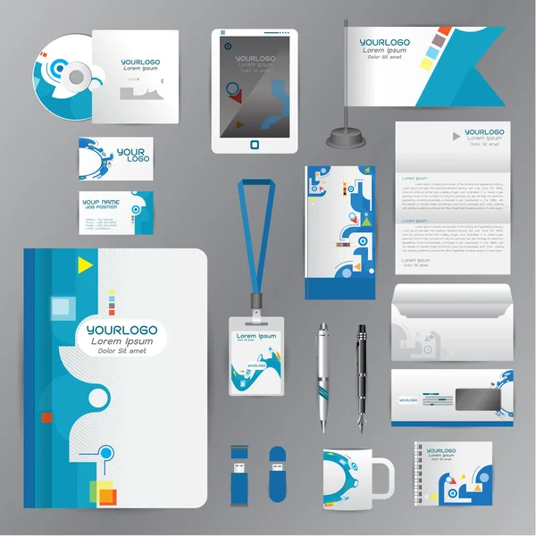 White identity template with blue origami elements. Vector compa — Stock vektor