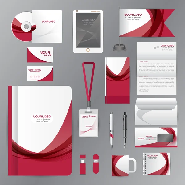 White identity template with red origami elements. Vector compan — ストックベクタ