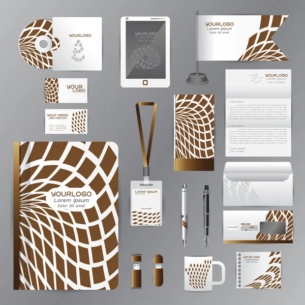 White identity template with brown origami elements. Vector comp — Stock Vector