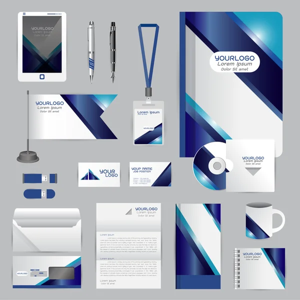 White identity template with blue origami elements. Vector compa — Stockový vektor