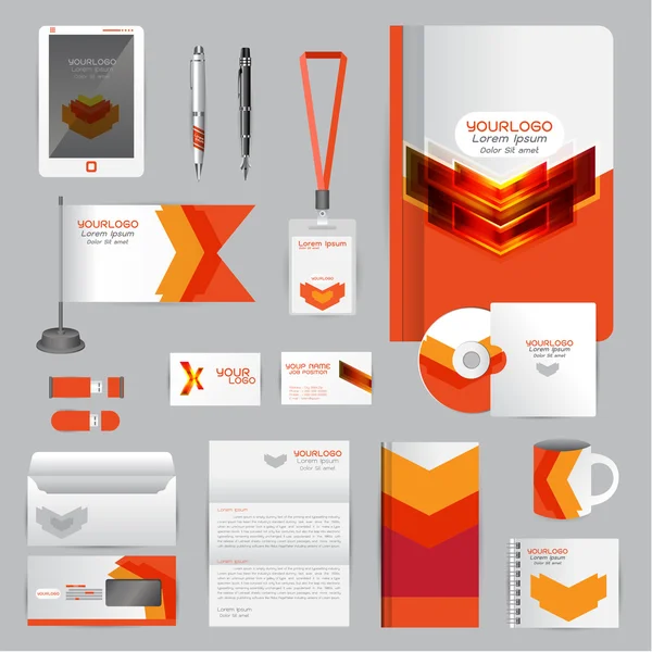 Szablon tożsamości biały z elementami pomarańczowy origami. Wektor com — Wektor stockowy