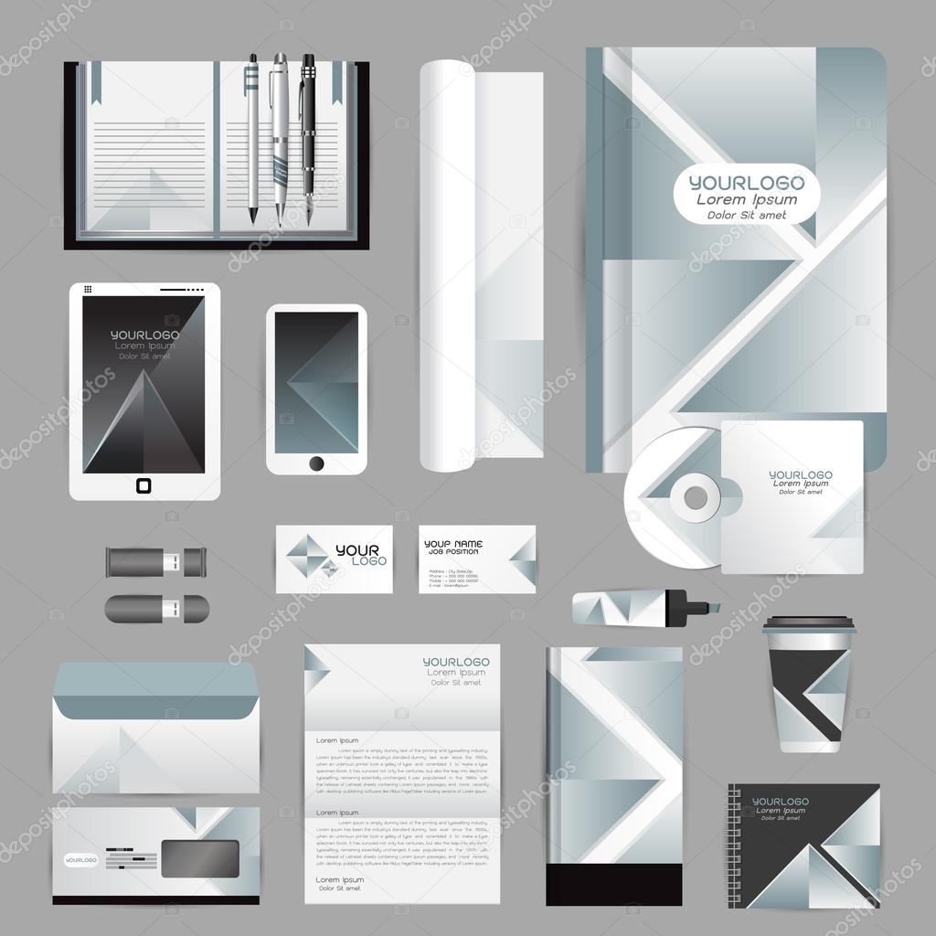 White identity template with origami elements. Vector company st