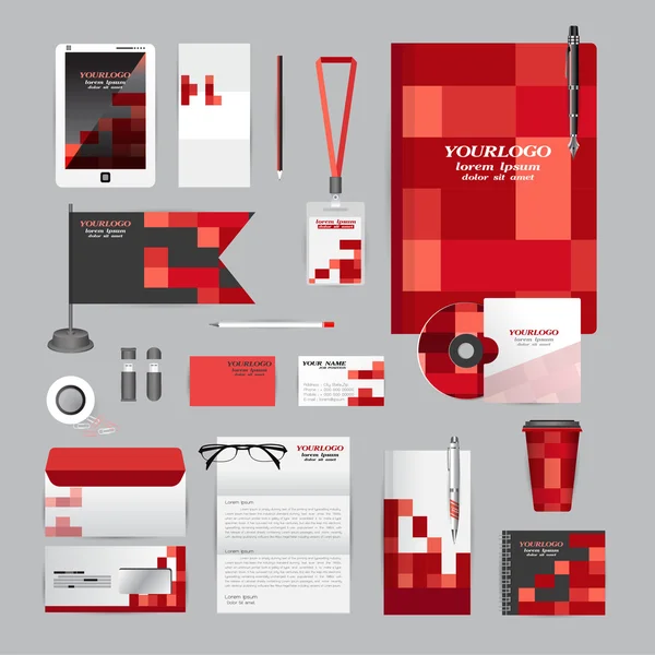 Turuncu origami elemanları ile beyaz kurumsal kimlik şablonu. 