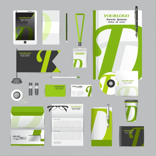 Turuncu origami elemanları ile beyaz kurumsal kimlik şablonu. 