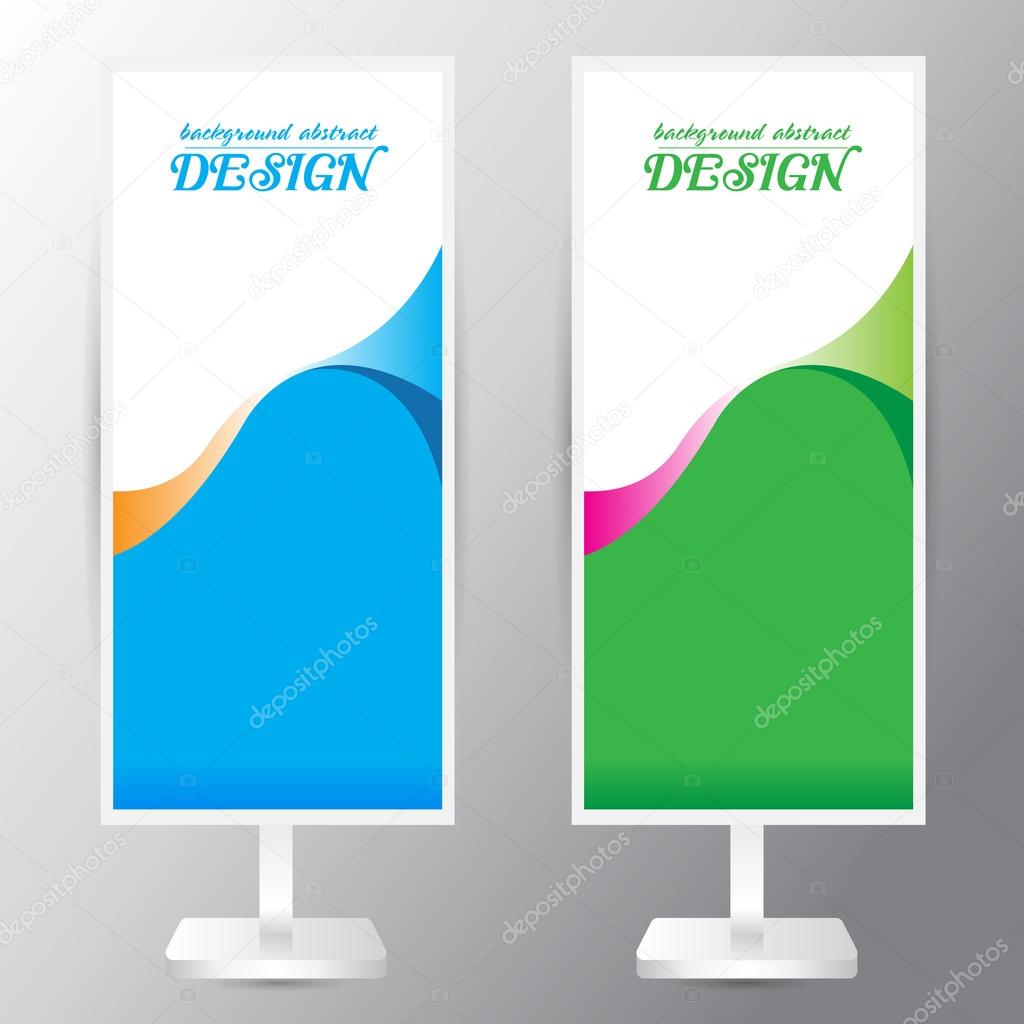 background abstract blue green Curvy waves waves Roll up banner 