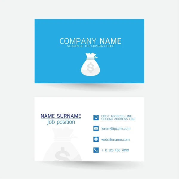 Vector Modern simple light business card template with flat user — Stock Vector