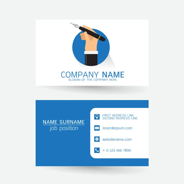 Vector Modern simple light business card template with flat user — Stock Vector
