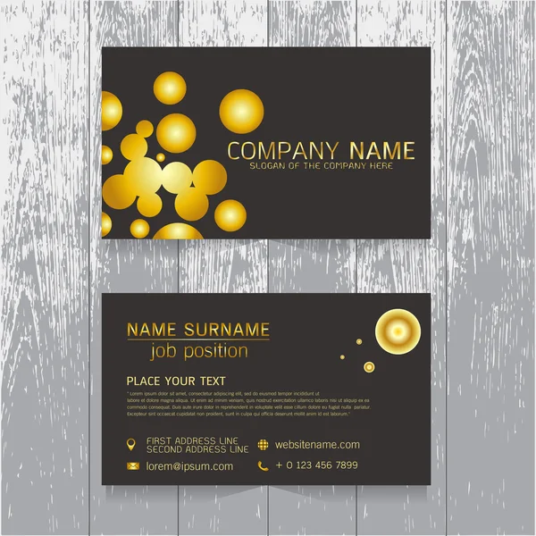 Vector Creative leaf business card gold and black design of text — Stock Vector