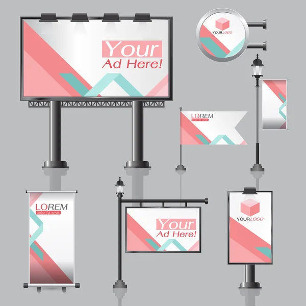 Vecteur Conception de publicité extérieure pour l'entreprise avec des cercles de couleur — Image vectorielle