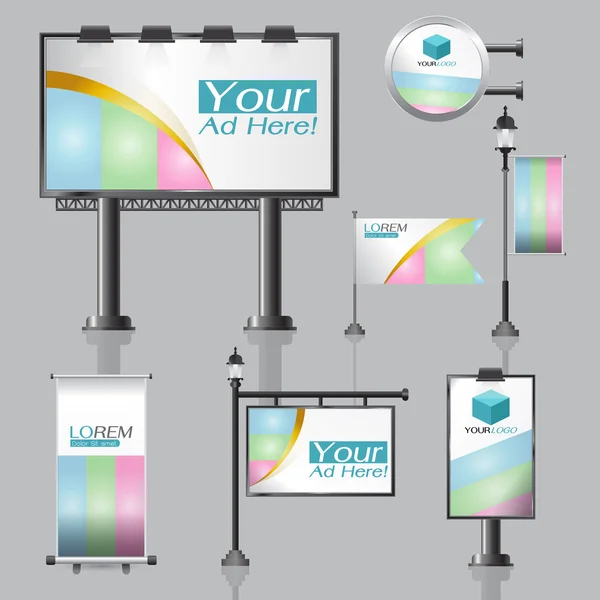 Vektorové venkovní reklama design pro společnost s barevné kruhy — Stockový vektor