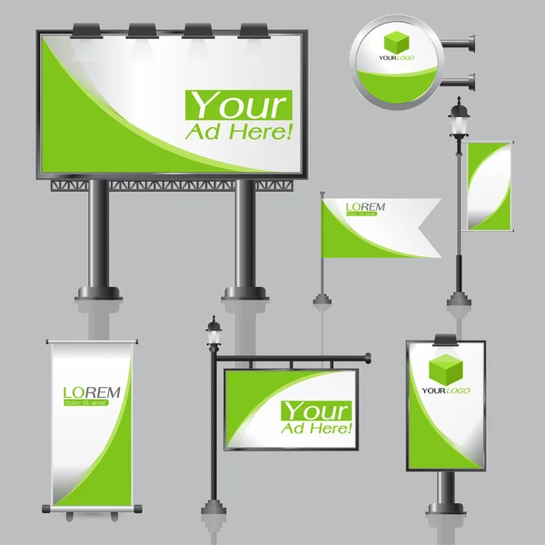 Vetor Design de publicidade ao ar livre para a empresa com círculos de cores —  Vetores de Stock