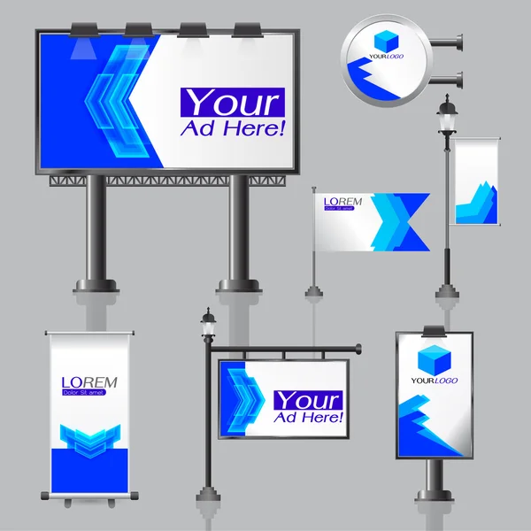 Vetor Design de publicidade ao ar livre para a empresa com círculos de cores — Vetor de Stock