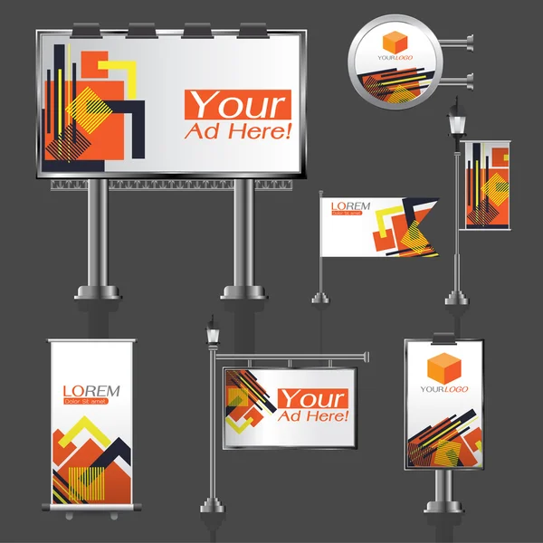 Vetor Design de publicidade ao ar livre para a empresa com círculos de cores —  Vetores de Stock