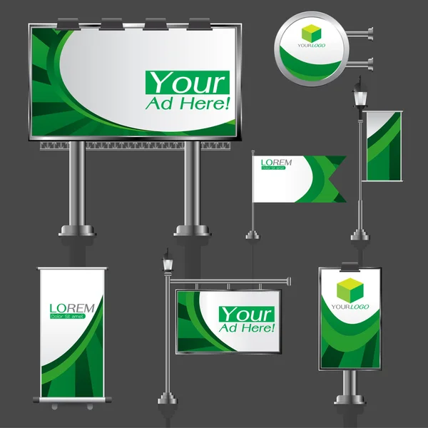 Vector Diseño de publicidad exterior para empresa con círculos de color — Vector de stock