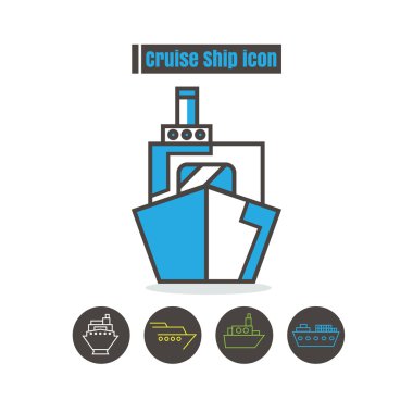 Cruise Gemi simge renk beyaz arka plan üzerinde vektör