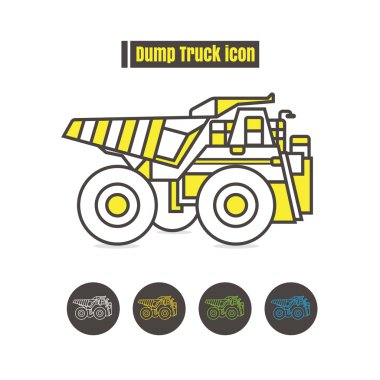 Damperli kamyon simge renk beyaz arka plan üzerinde vektör